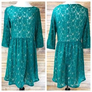 French Connection Teal Green Anna Lace Dress
